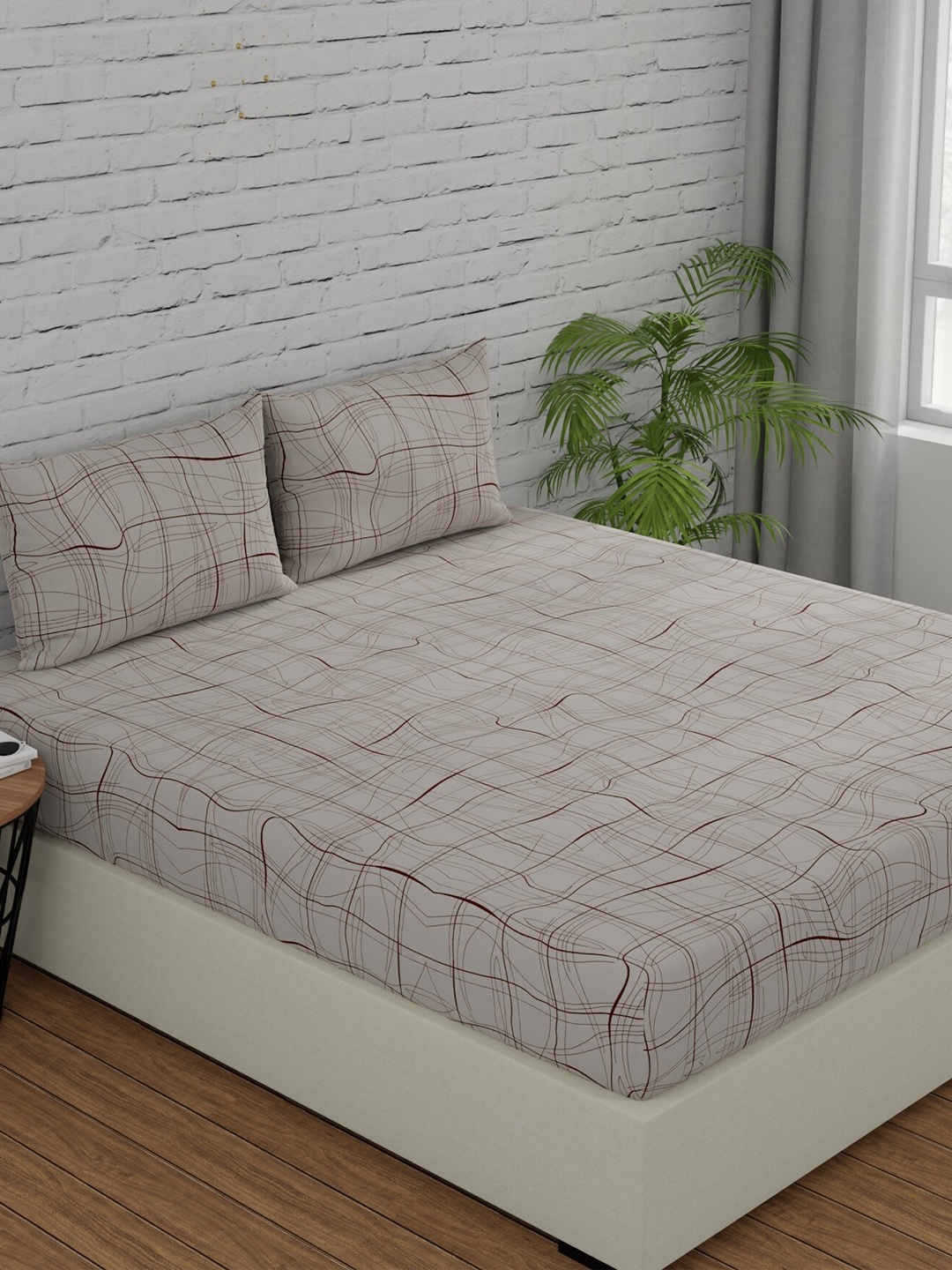 

Huesland Grey Cotton 144 TC King Bedsheet With 2 Pillow Covers
