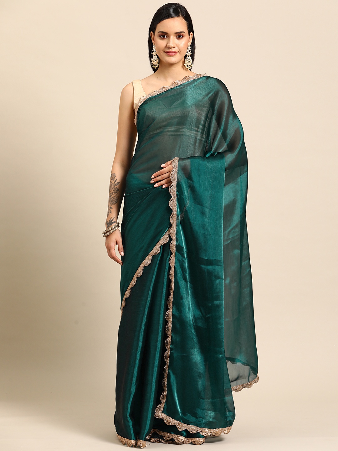 

Tikhi Imli Organza Saree, Teal