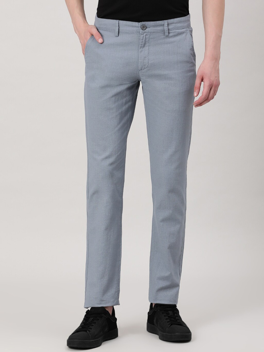 

Crocodile Men Mid-Rise Slim Fit Cotton Trousers, Blue