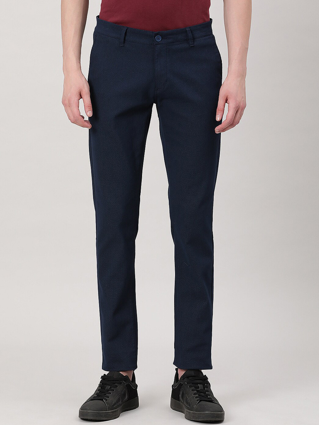 

Crocodile Men Mid-Rise Slim Fit Trousers, Navy blue