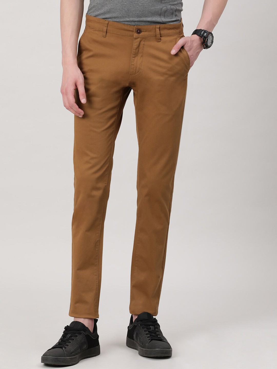 

Crocodile Men Mid-Rise Slim Fit Cotton Trousers, Khaki