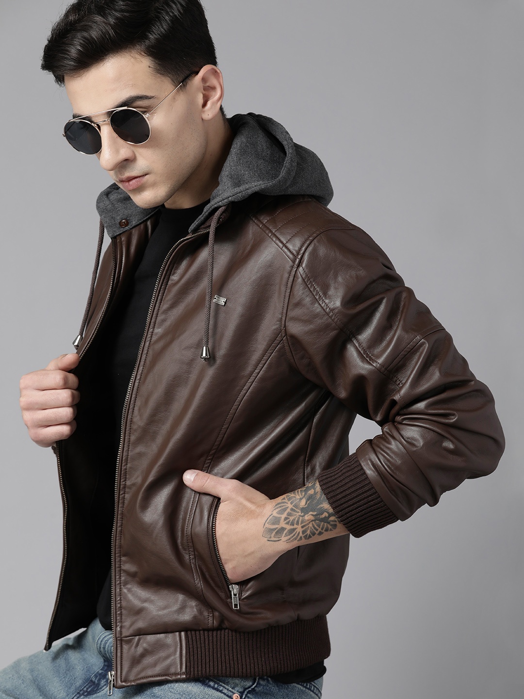 

The Roadster Lifestyle Co. PU Coated Tailored Jacket, Brown