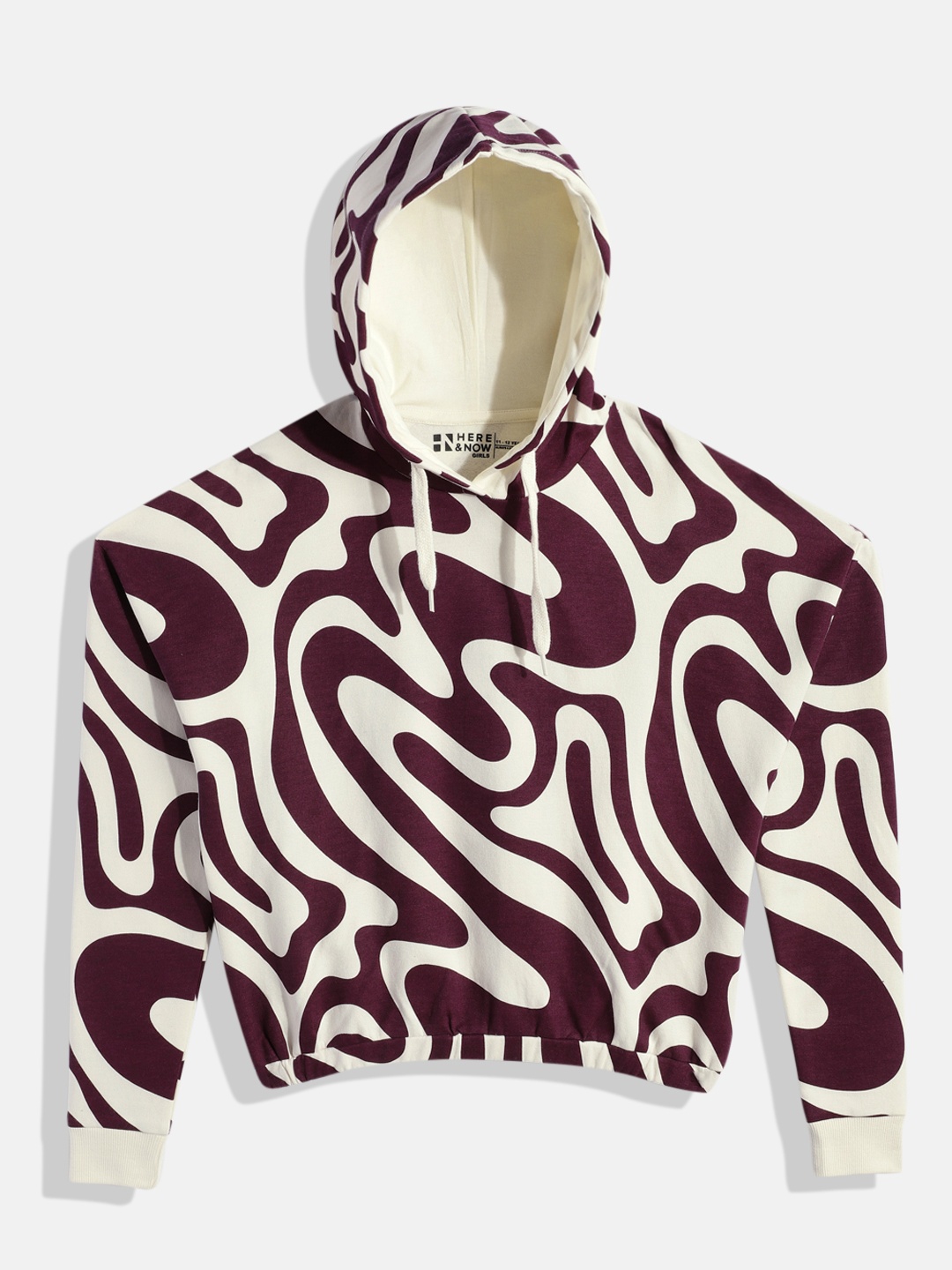 

HERE&NOW Girls Printed Hooded Sweatshirt, Red