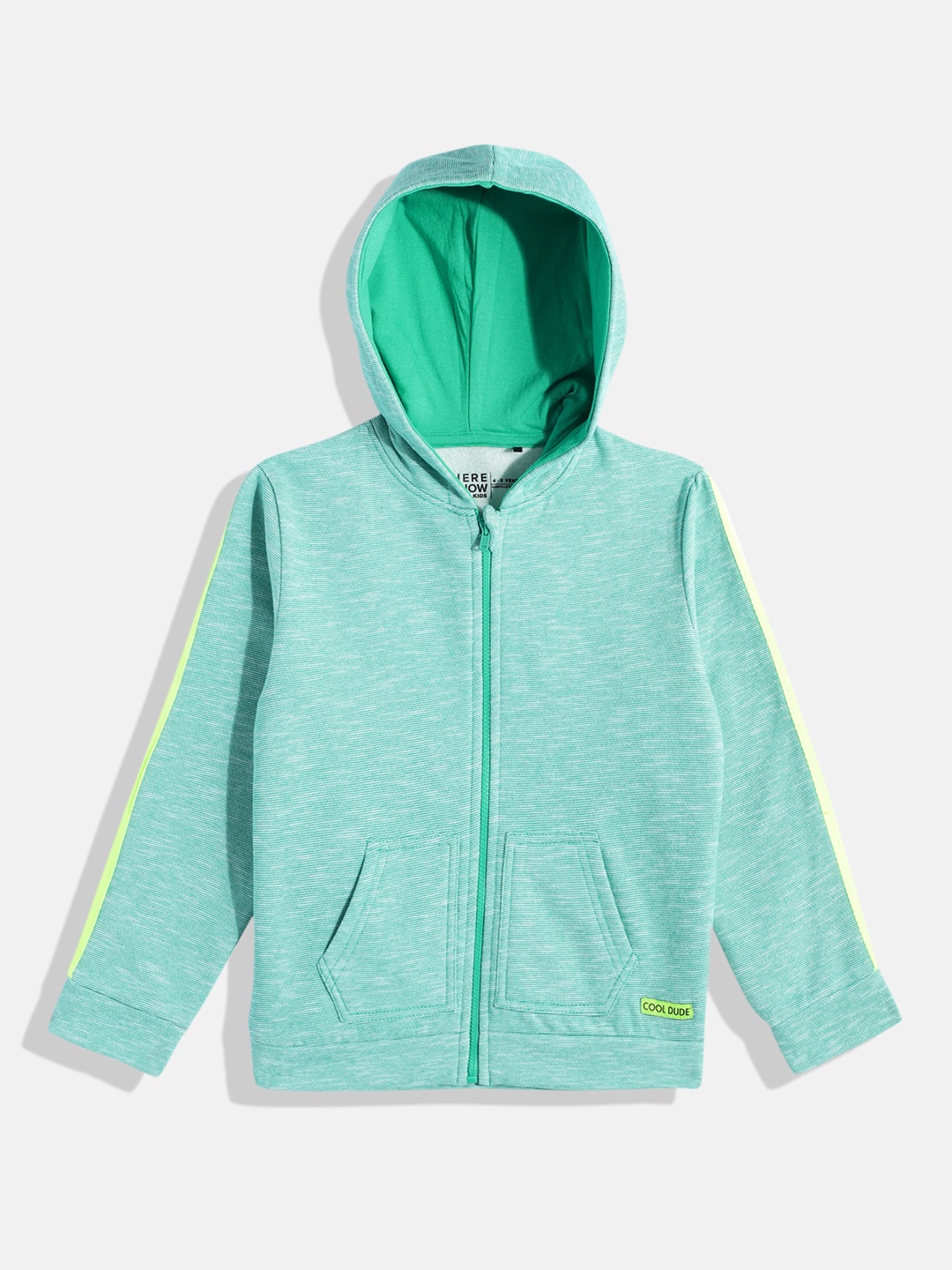 

HERE&NOW Boys Solid Hooded Pure Cotton Sweatshirt, Green