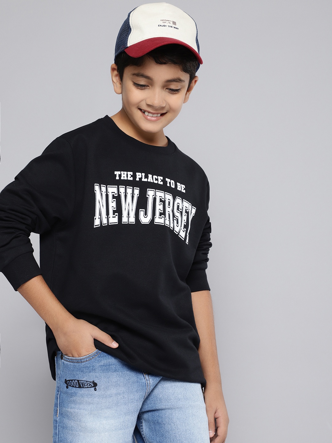 

HERE&NOW Boys Printed Sweatshirt, Black