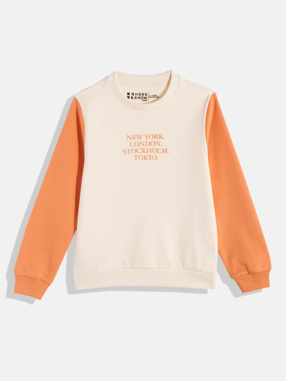 

HERE&NOW Boys Printed Pure Cotton Sweatshirt, Cream