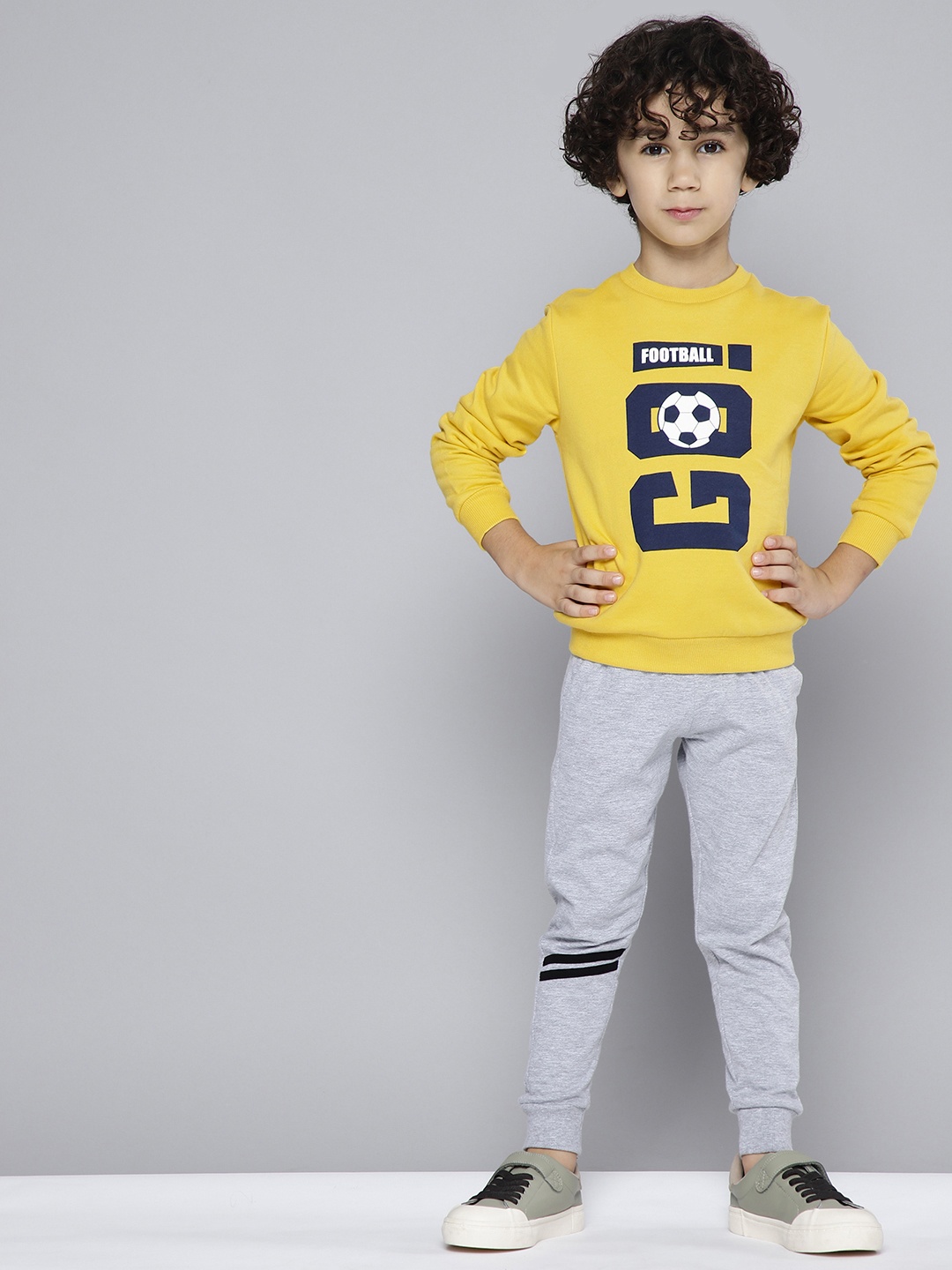 

HERE&NOW Boys Typography Printed Pure Cotton Sweatshirt, Yellow
