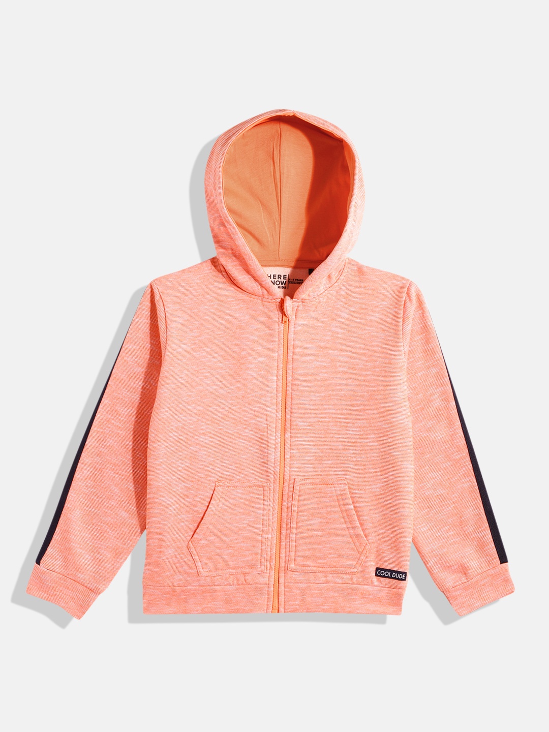 

HERE&NOW Boys Orange Hooded Pure Cotton Sweatshirt