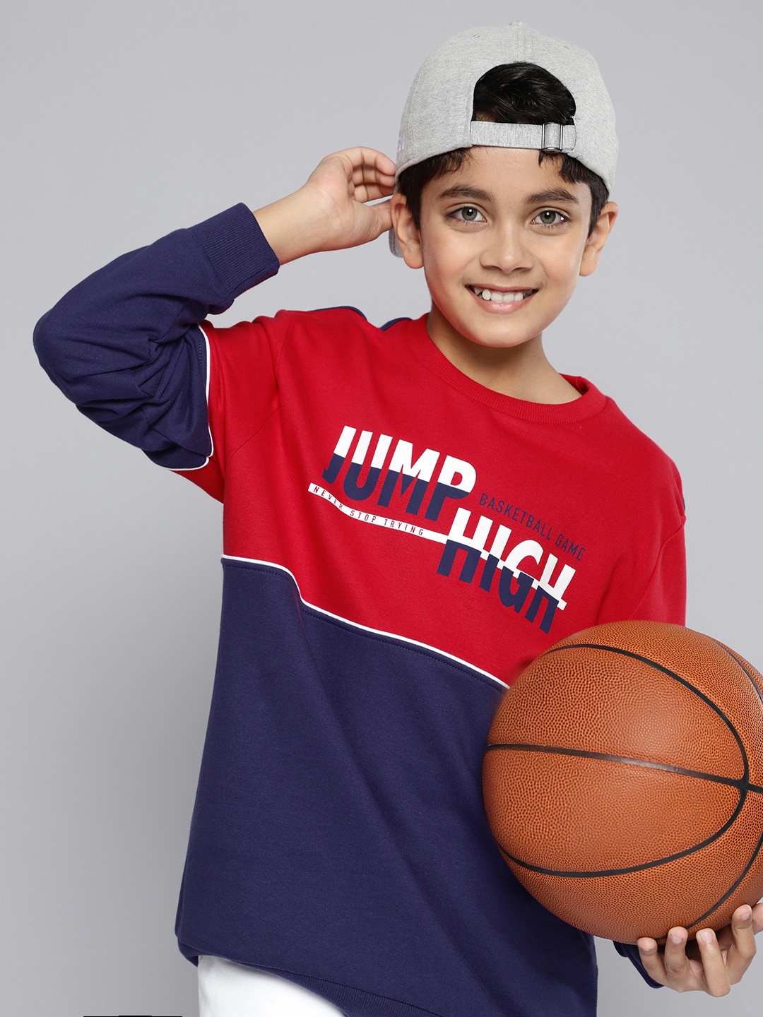 

HERE&NOW Boys Printed Pure Cotton Sweatshirt, Red