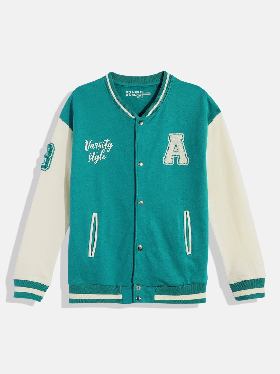 

HERE&NOW Boys Applique Pure Cotton Sweatshirt, Green