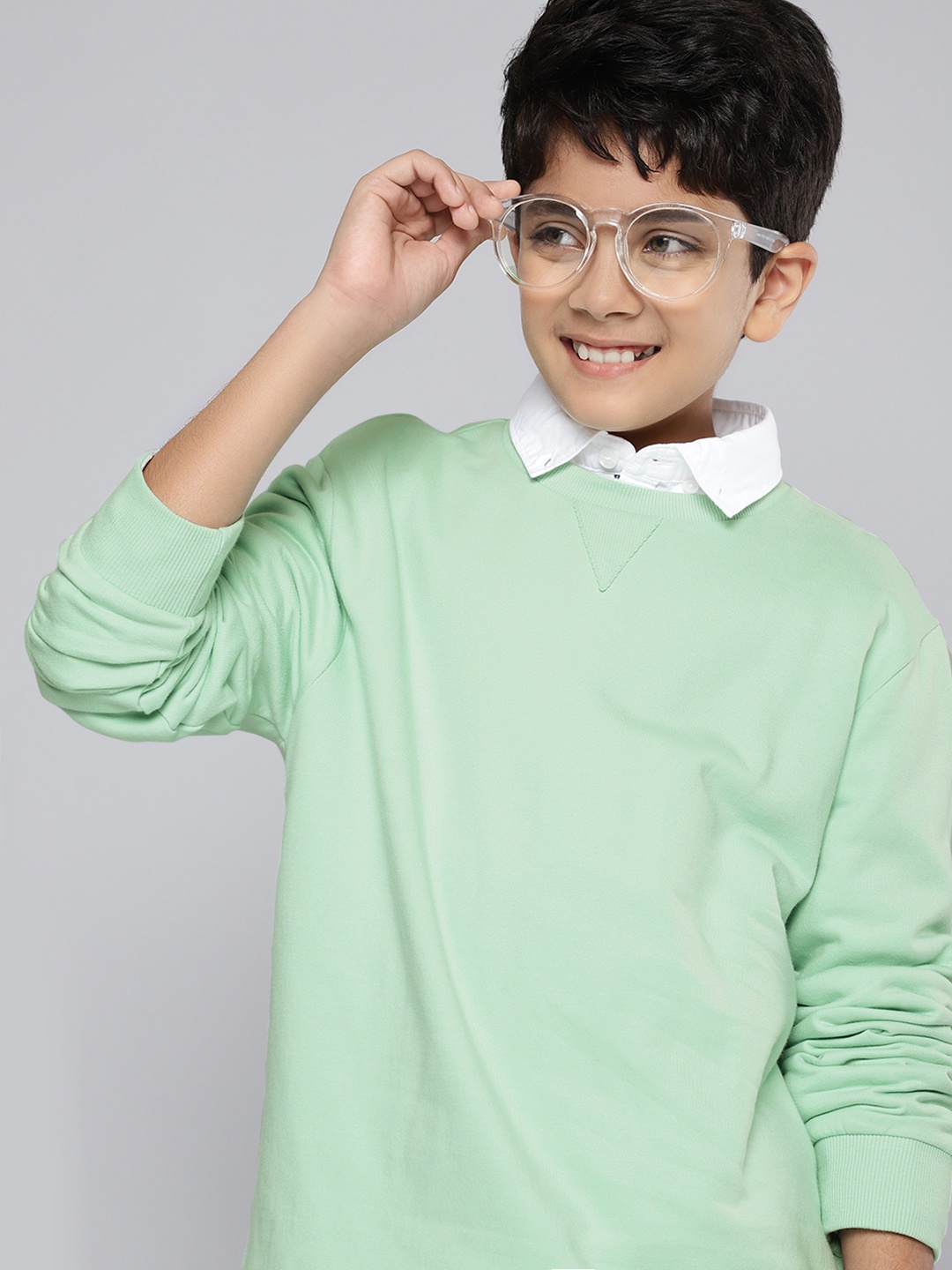 

HERE&NOW Boys Pure Cotton Sweatshirt, Sea green