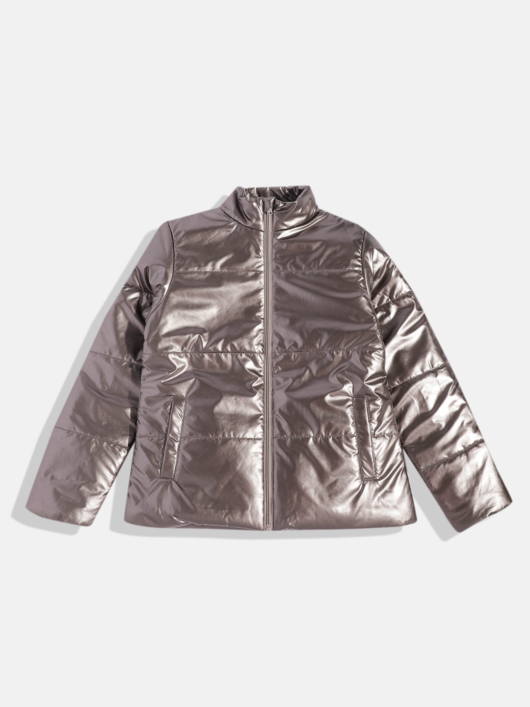 

HERE&NOW Girls Mettalic-Toned Padded Jacket, Metallic