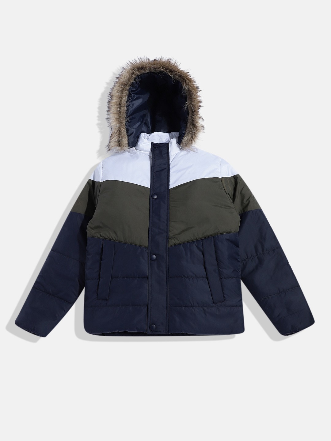 

HERE&NOW Boys Colourblocked Padded Jacket, White