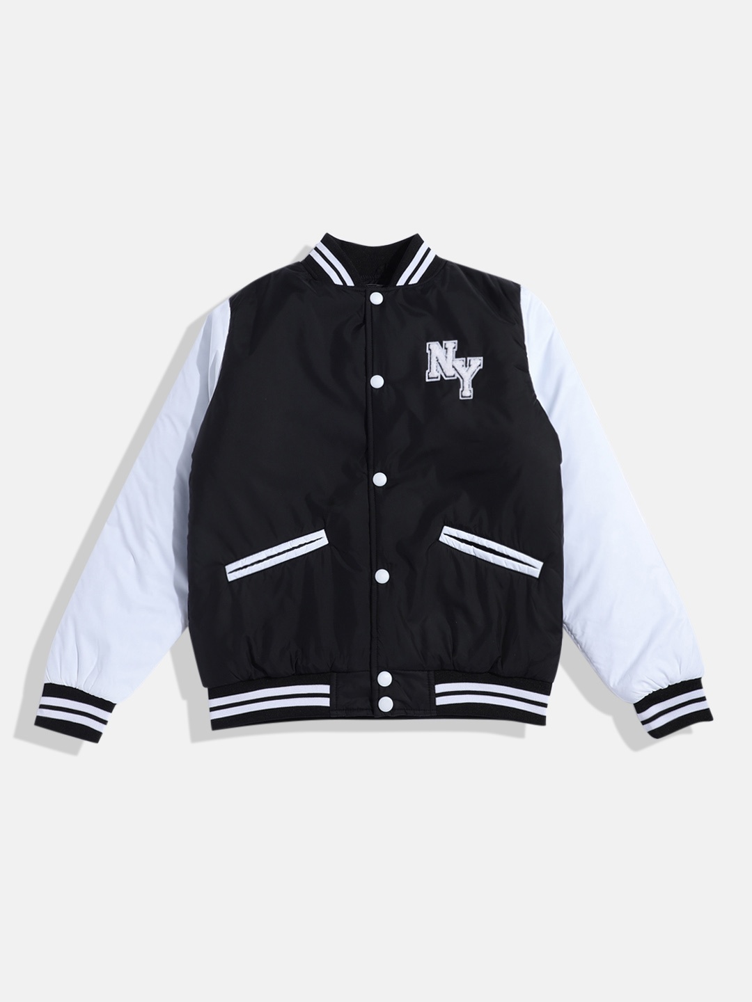

HERE&NOW Boys Solid Bomber Jacket, Black