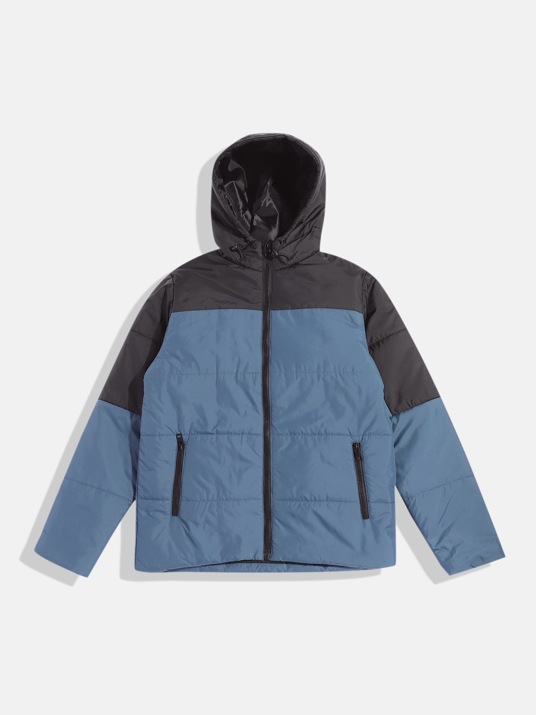 

HERE&NOW Boys Colourblocked Hooded Puffer Jacket, Teal