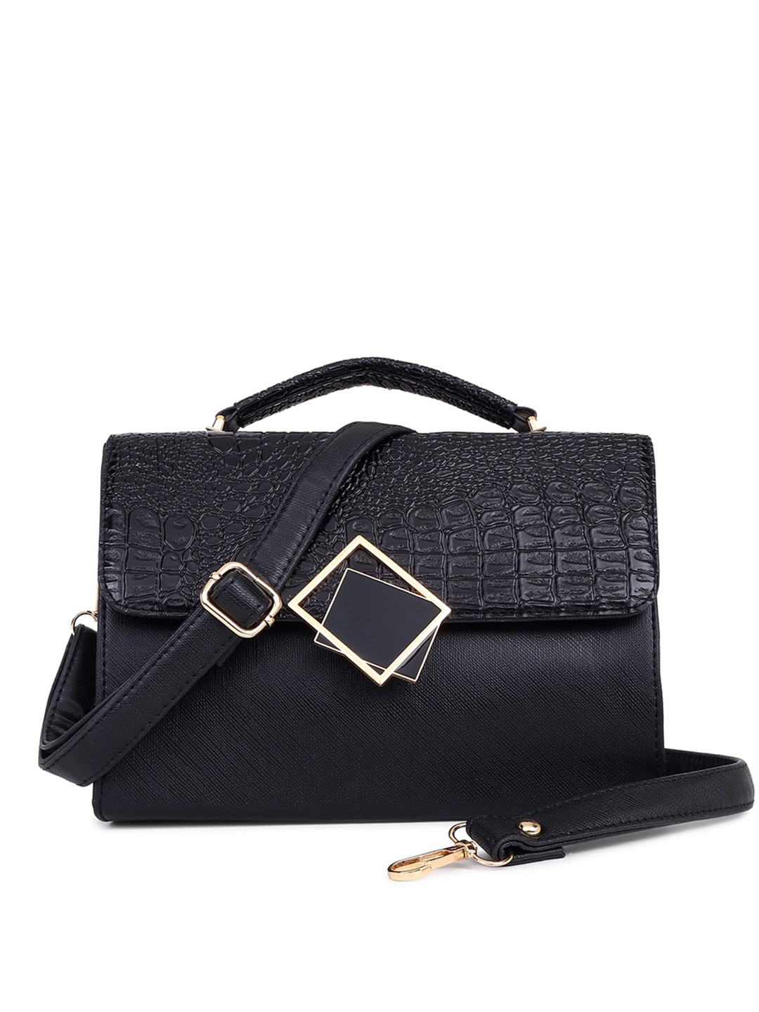 

Pez dorado PU Structured Sling Bag, Black