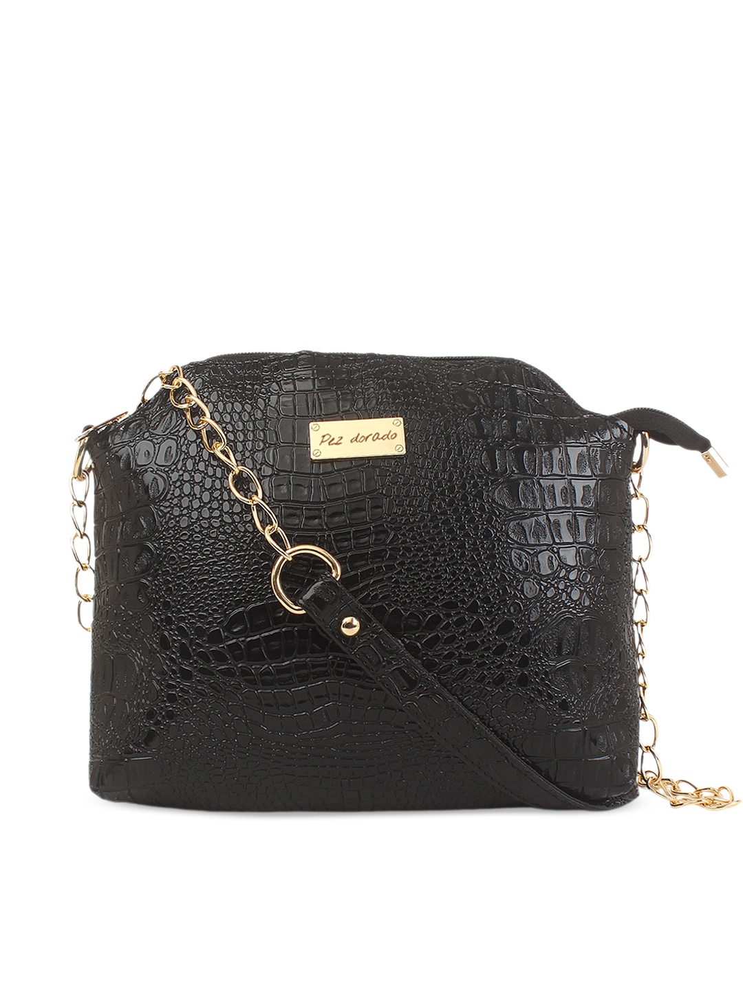 

Pez dorado Textured Structured Sling Bag, Black