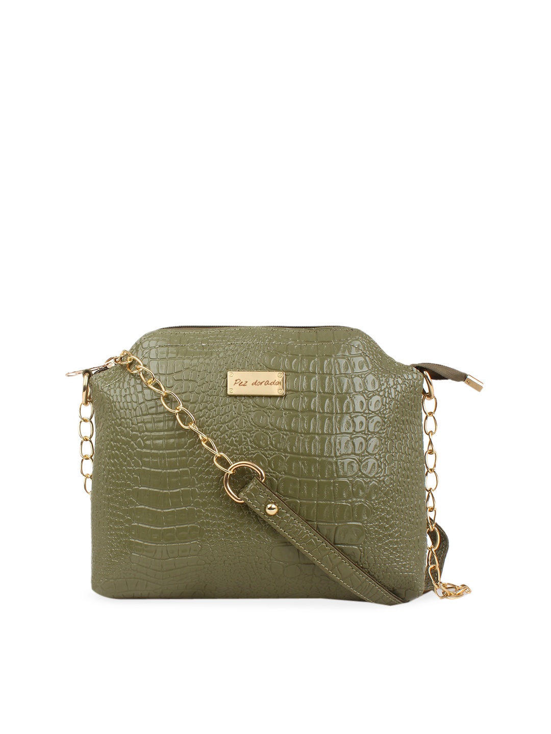 

Pez dorado Textured Structured Sling Bag, Green