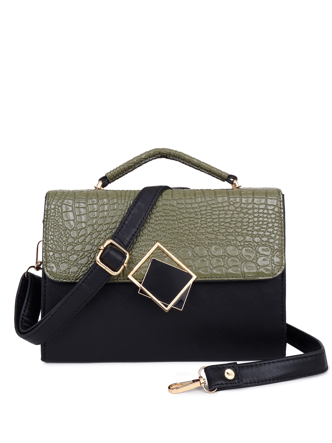 

Pez dorado Green Animal Textured PU Structured Handheld Bag