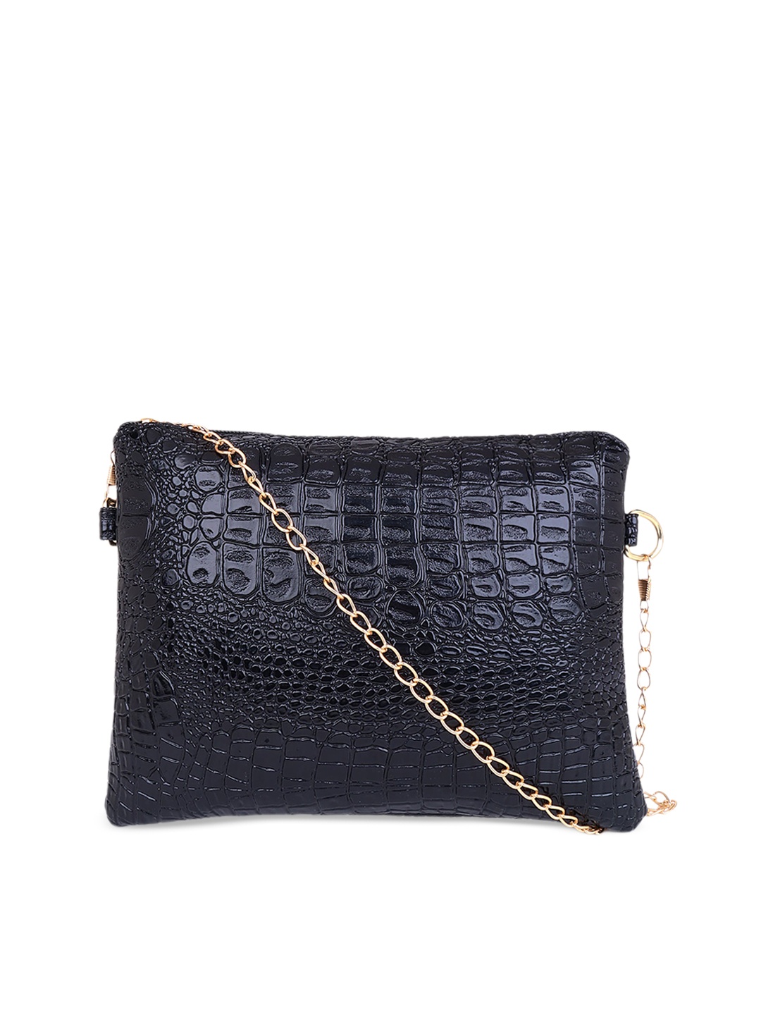 

Pez dorado Textured PU Structured Sling Bag, Black