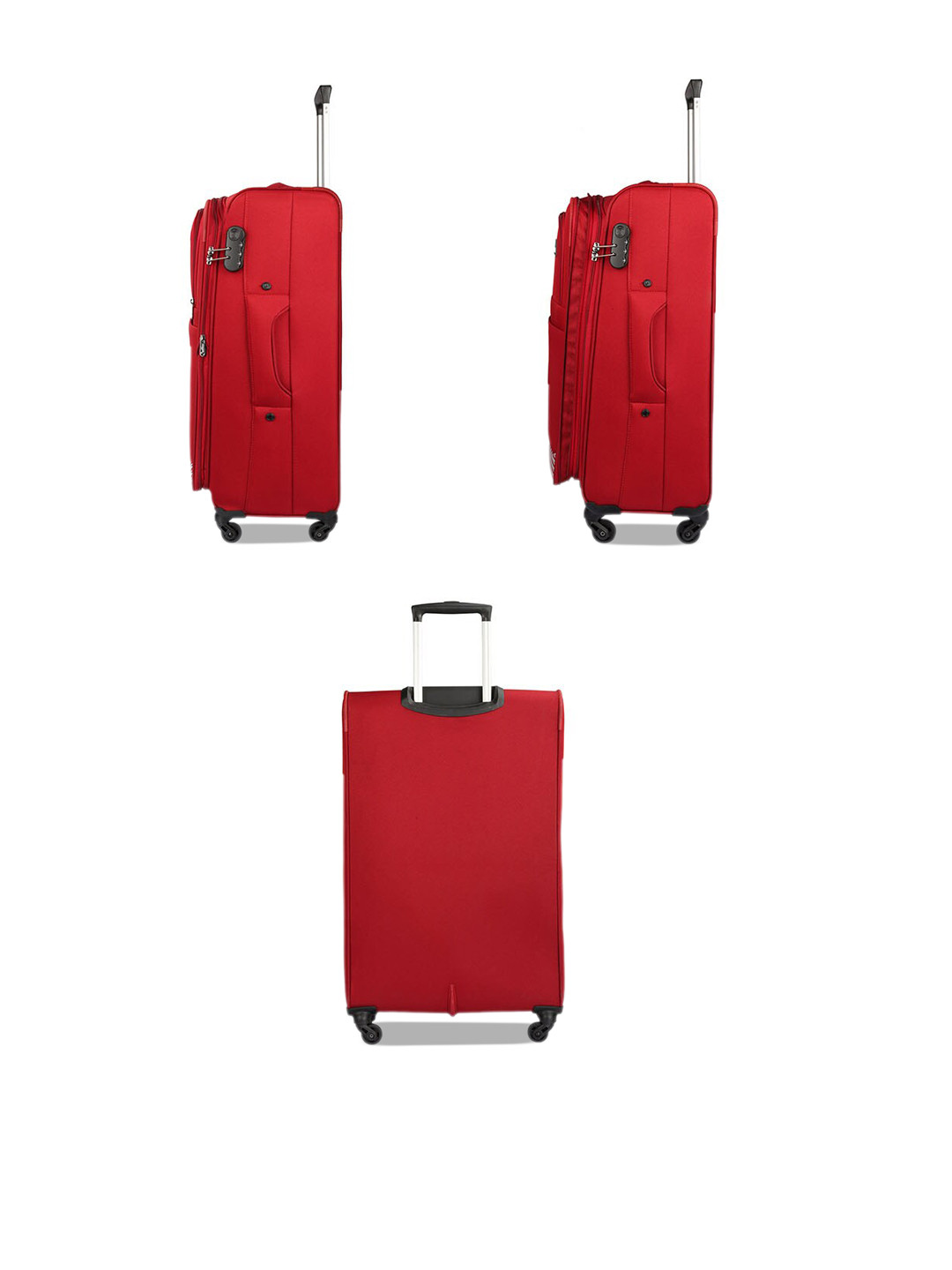 

THE CLOWNFISH Soft-Sided Four Wheel Cabin Trolley Suitcase, Red