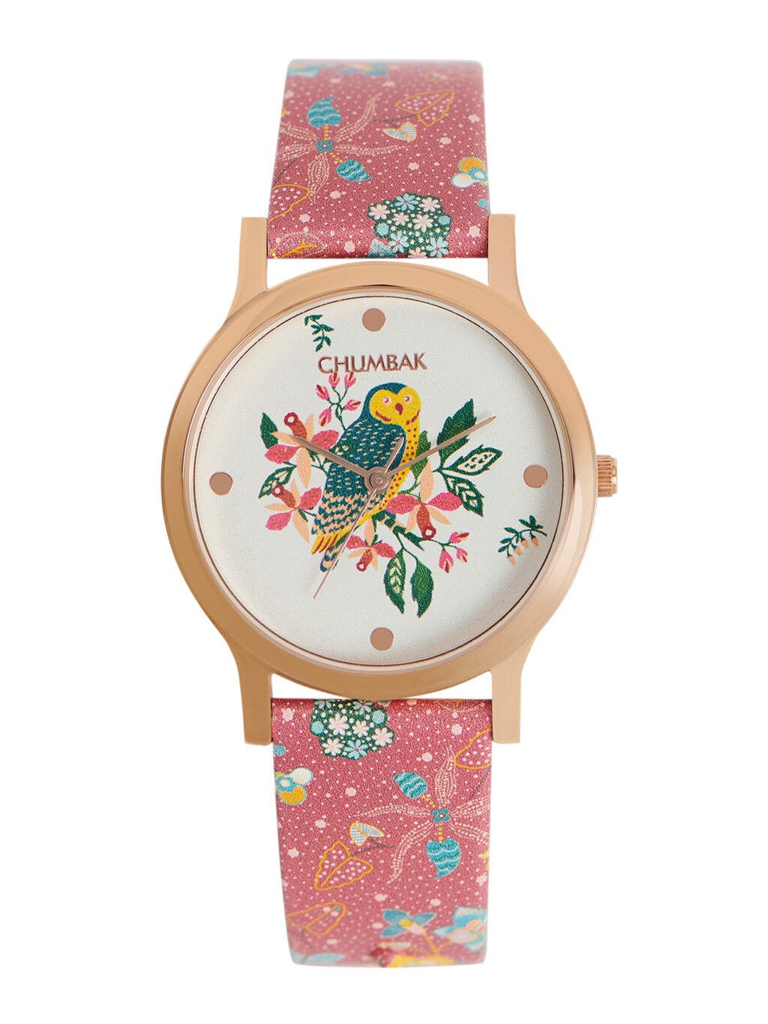 

TEAL BY CHUMBAK Women Leather Printed Quartz Watch 8907605126406, Pink