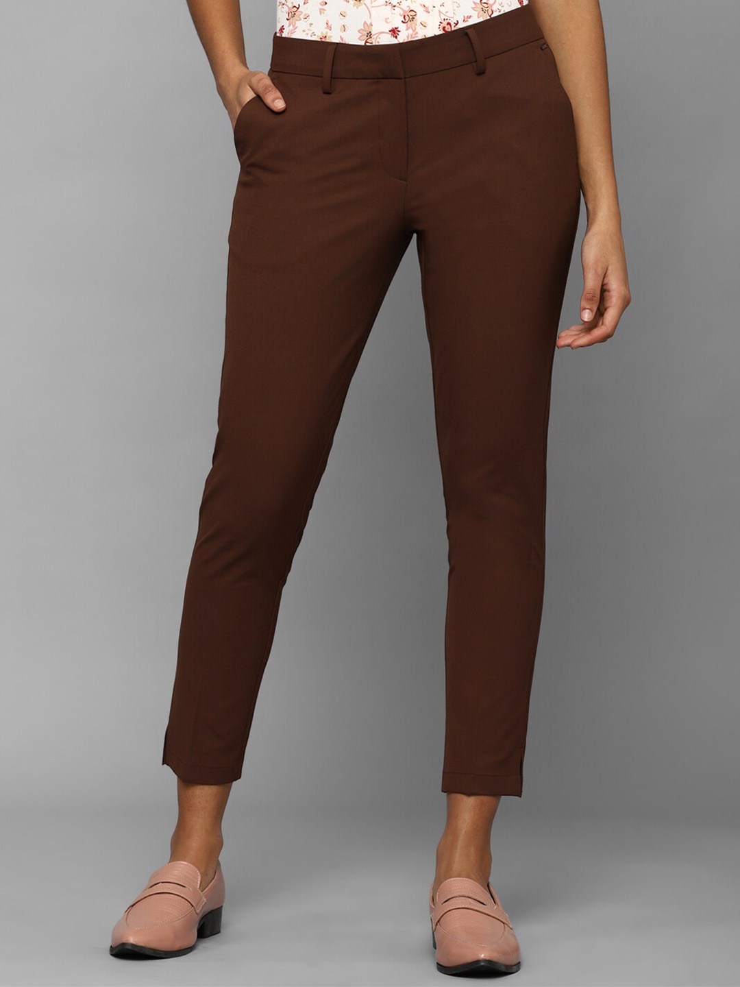 

Allen Solly Woman Women Mid-Rise Casual Trousers, Brown