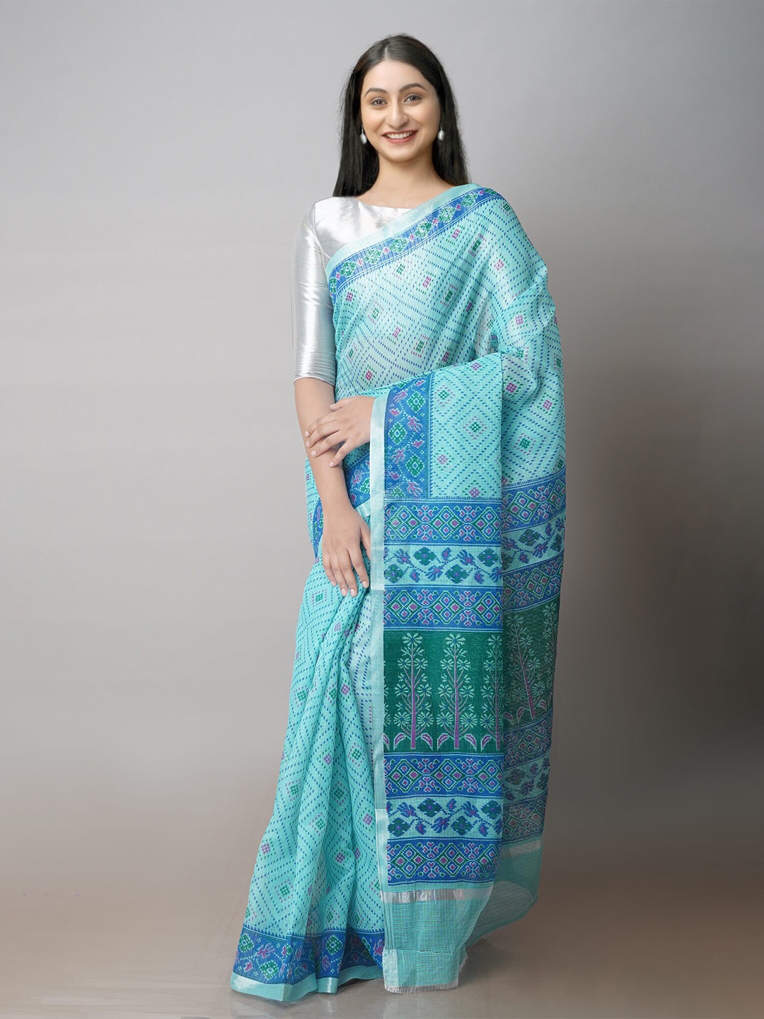 

Unnati Silks Ethnic Motifs Pure Cotton Handloom Kota Saree, Green