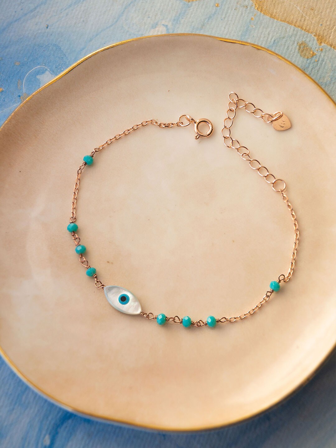 

MANNASH Rose Gold-Plated Evil Eye Link Bracelet