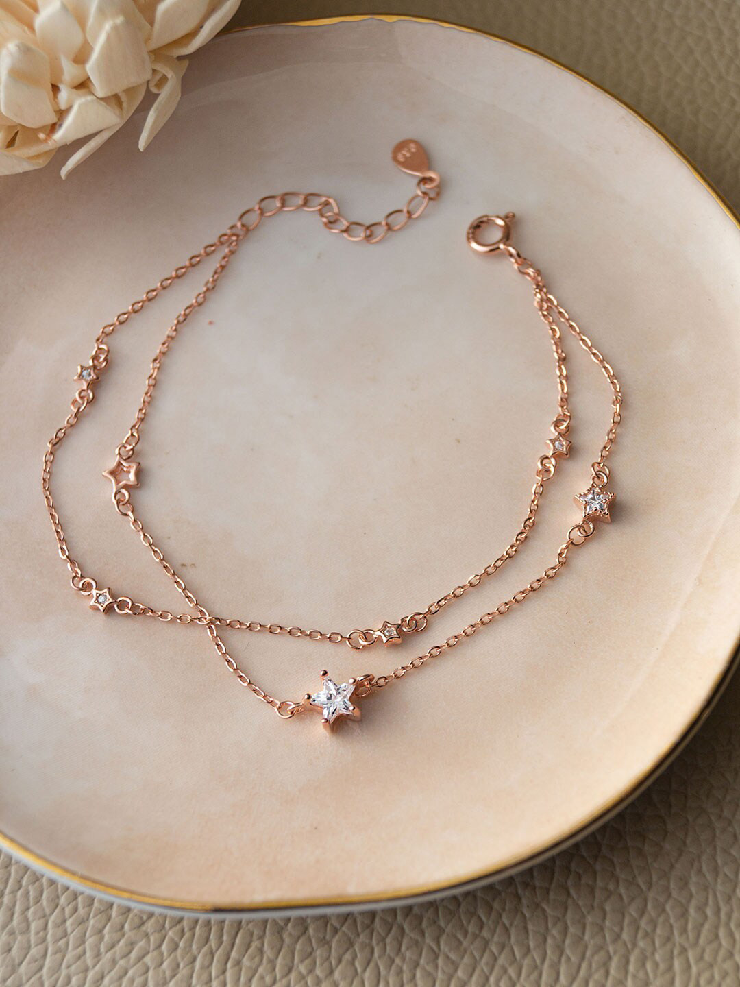 

MANNASH Rose Gold-Plated Layered Link Bracelet