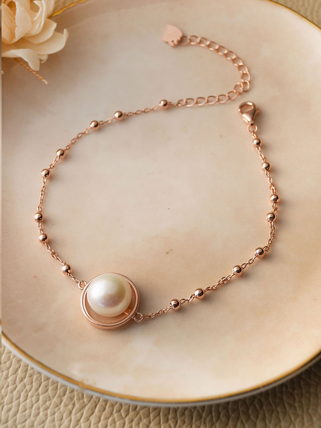 

MANNASH Rose Gold-Plated Beaded Link Bracelet