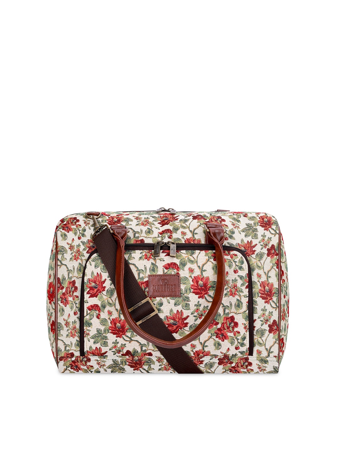 

THE CLOWNFISH Printed Tear Resistant Light Weight Tapestry Travel Duffel Bag 28 L, Off white