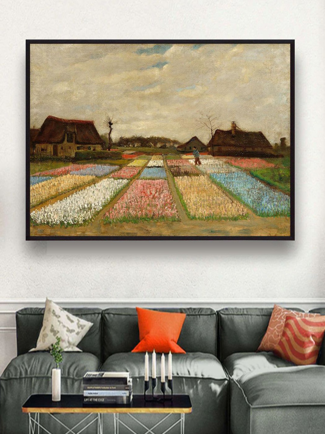 

The Art House Bulb Fields By Van Gogh Framed Wall Painting, Blue