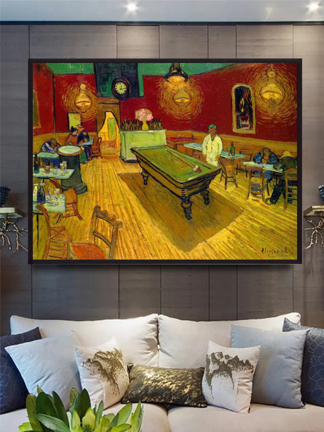 

The Art House The Night Cafe By Van Gogh Printed Framed Wall Painting, Yellow
