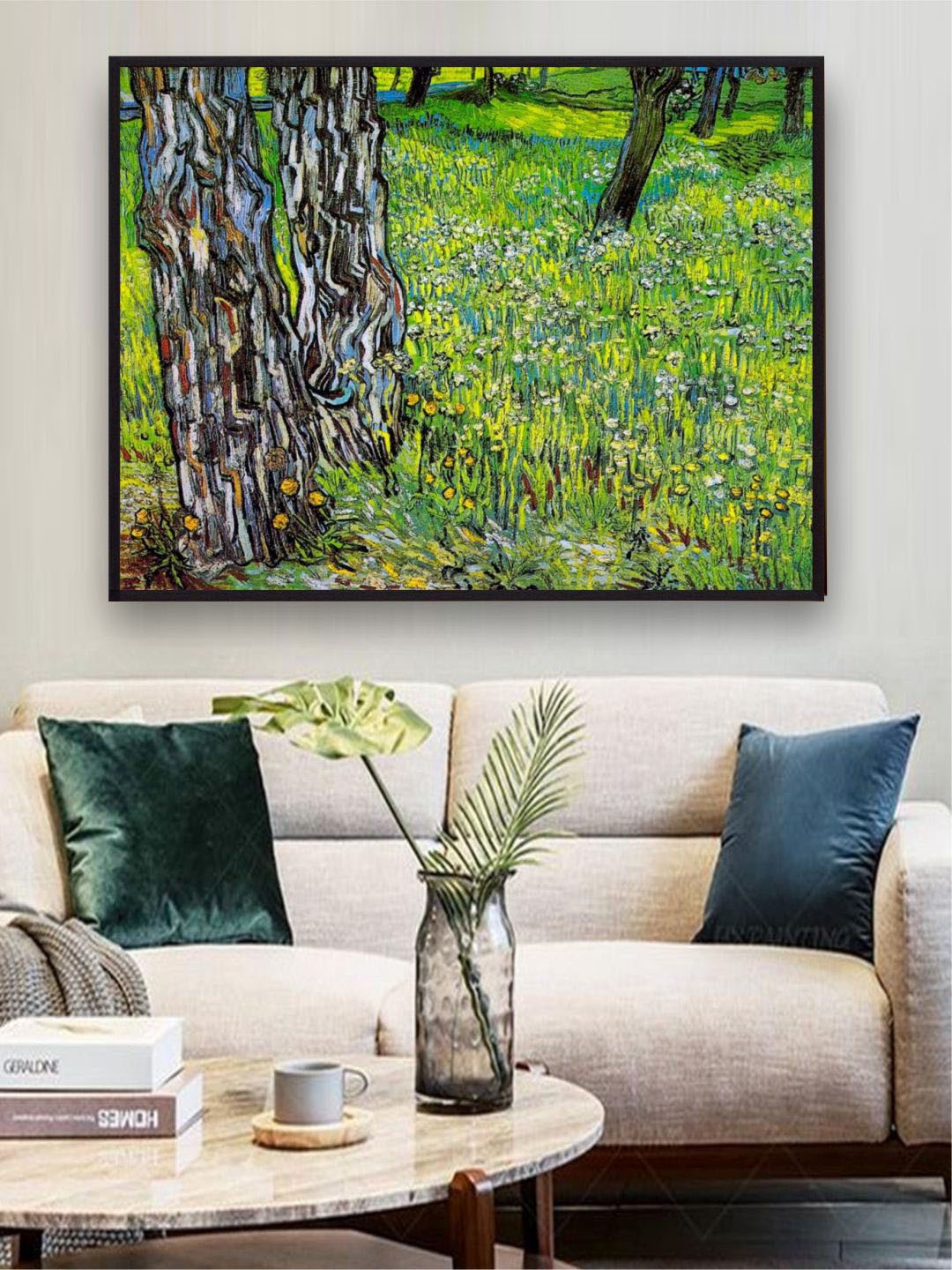 

The Art House Pine Trees And Dandelions In The Garden By Van Gogh Wall Painting, Green