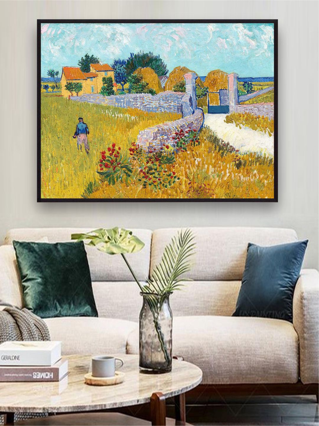 

The Art House Green & Purple Farmhouse in Provence By Van Gogh Framed Painting