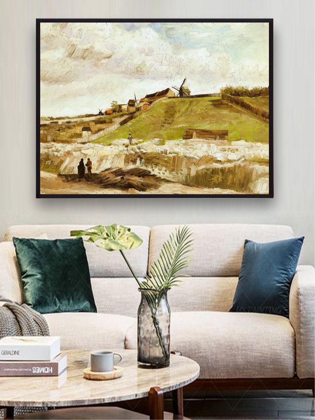 

The Art House Montmartre Quarry Mills By Van Gogh Wall Painting, Green