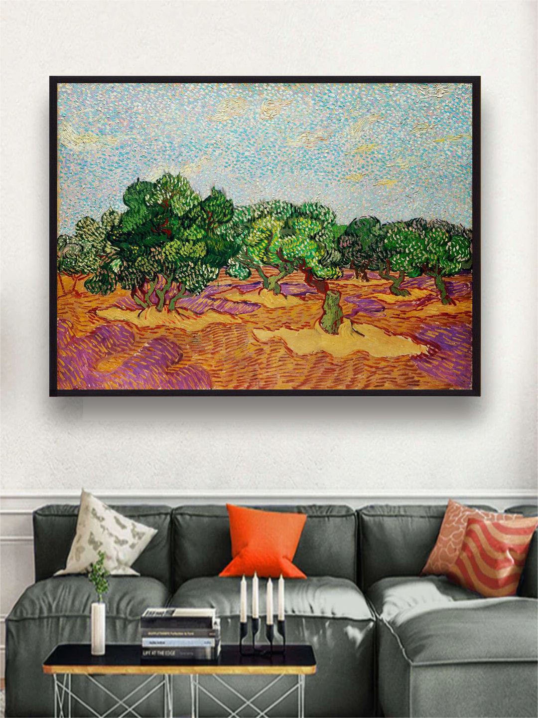 

The Art House Blue & Green Olive Trees By Van Gogh Framed Painting