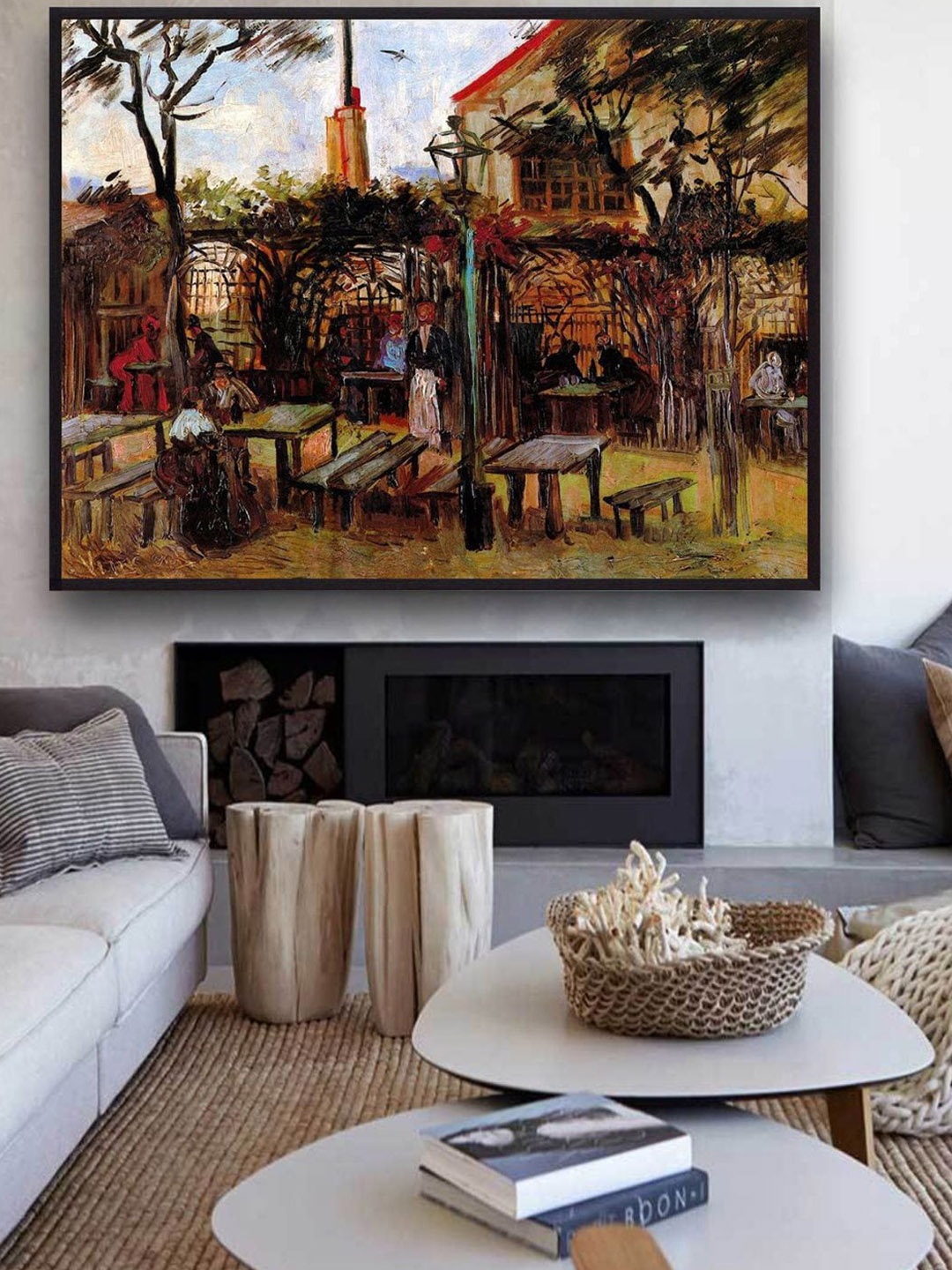 

The Art House Terrace Of La Guinguette Cafe By Van Gogh Wall Art, Brown