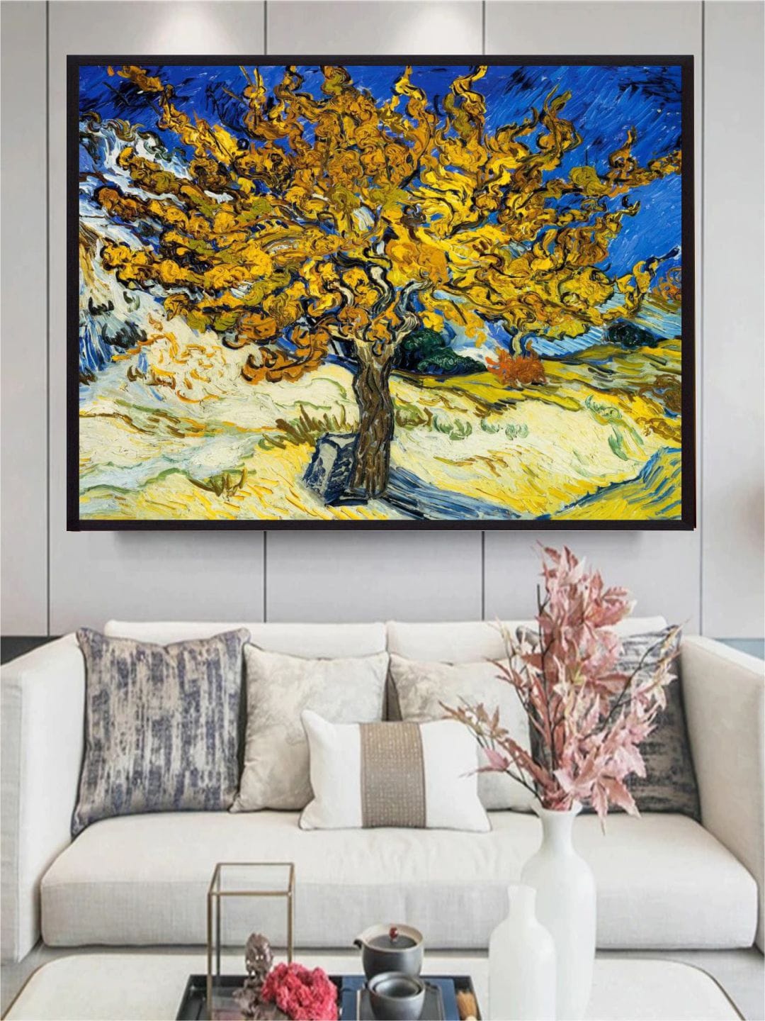 

The Art House The Mulberry Tree By Van Gogh Framed Wall Painting, Blue