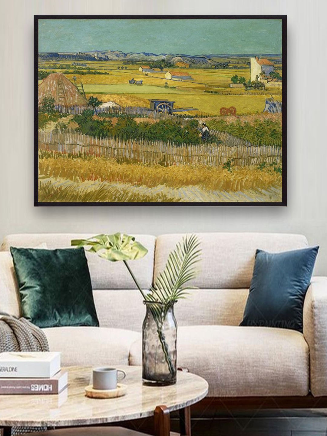 

The Art House The harvest By Van Gogh Framed Wall Art, Blue