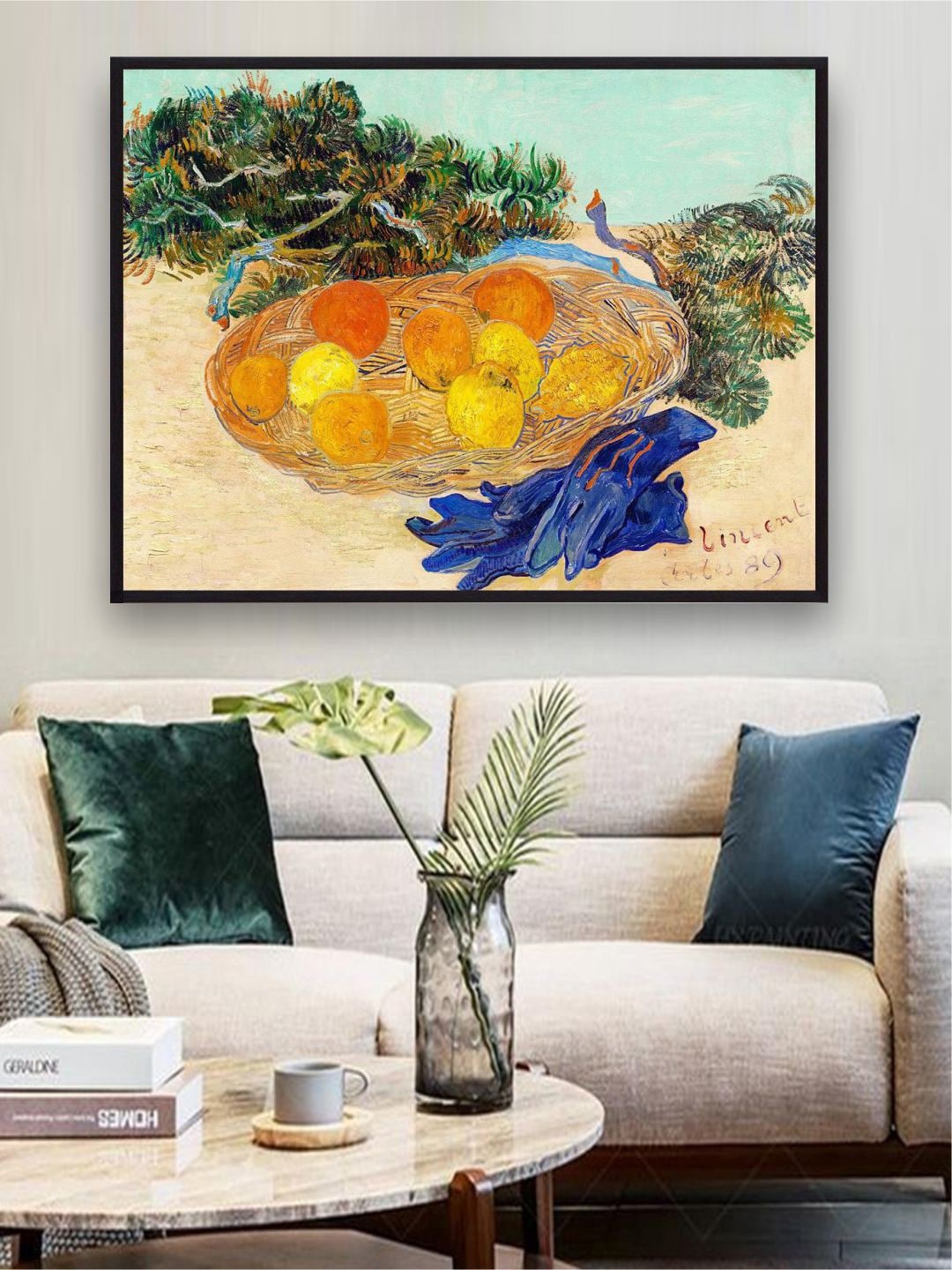 

The Art House Still Life of Oranges and Lemons with Blue Gloves By Van Gogh Painting, Orange