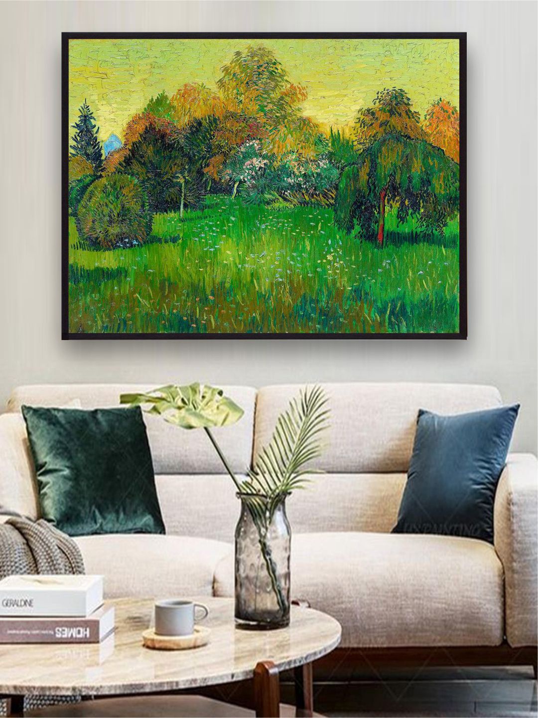 

The Art House Green & Yellow Colored The Poets Garden By Van Gogh Framed Painting