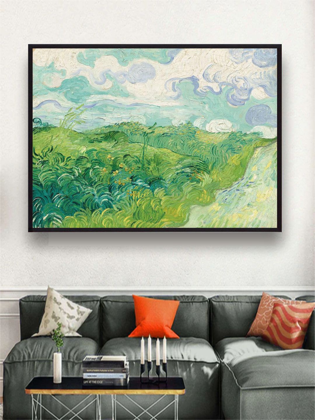 

The Art House Green Wheat Fields, Auvers By Van Gogh Framed Wall Painting