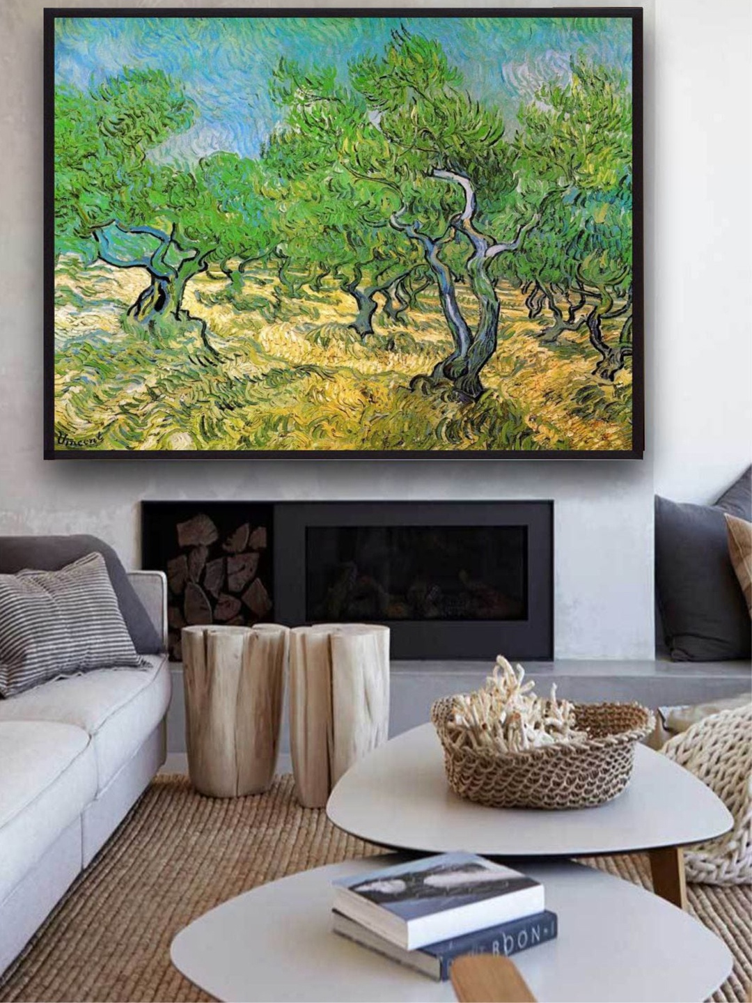 

The Art House Olive Grove By Van Gogh Printed Framed Wall Painting, Green