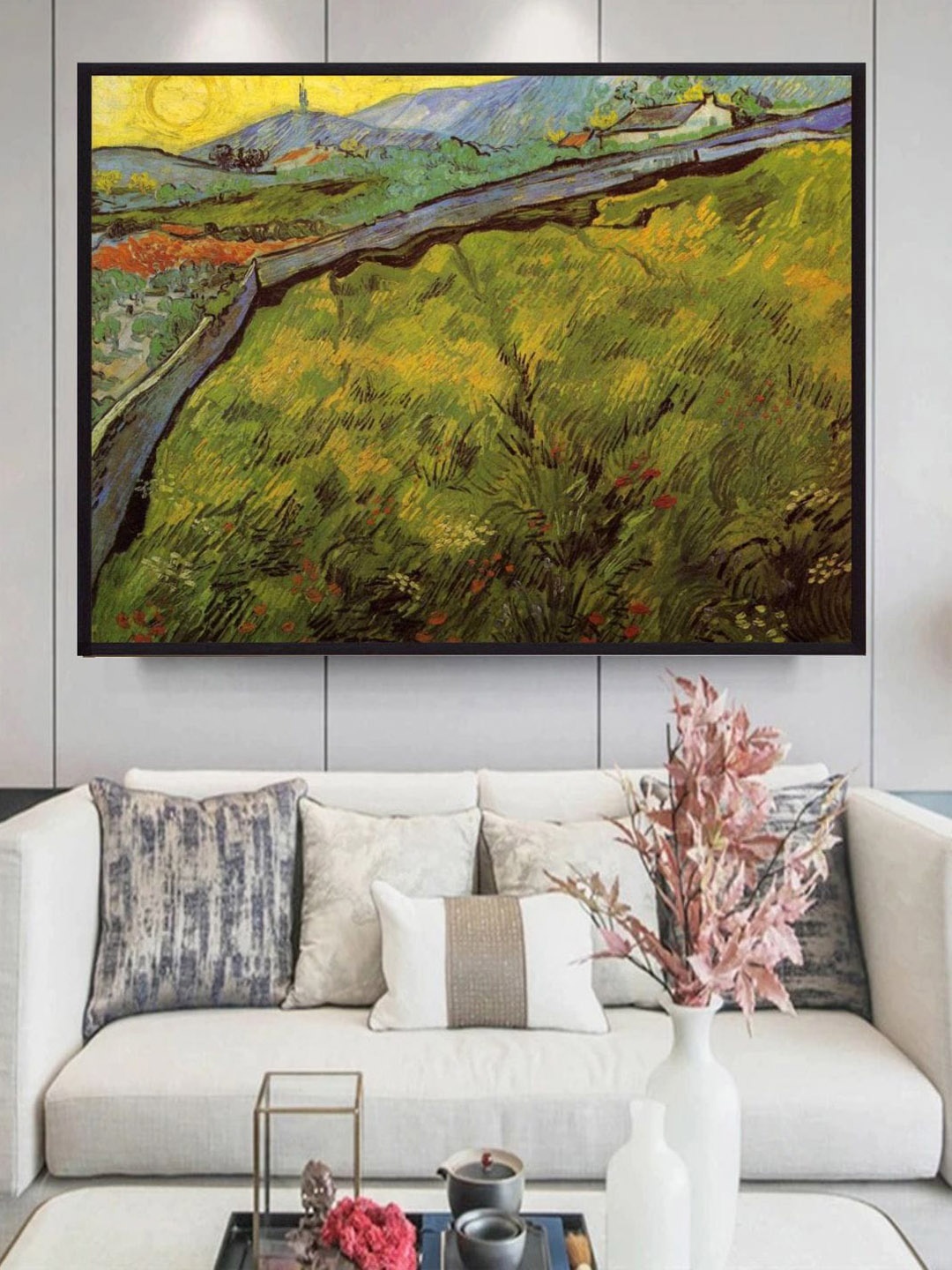 

The Art House Field Of Spring Wheat At Sunrise By Van Gogh Printed Framed Wall Art, Yellow