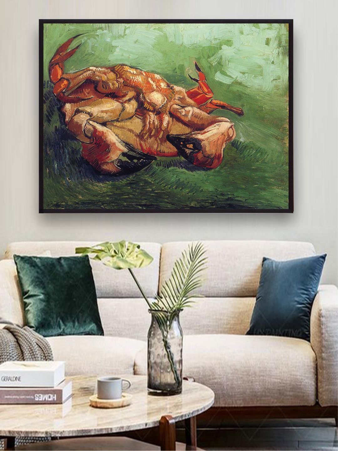 

The Art House Crab On His Back By Van Gogh Painting, Green