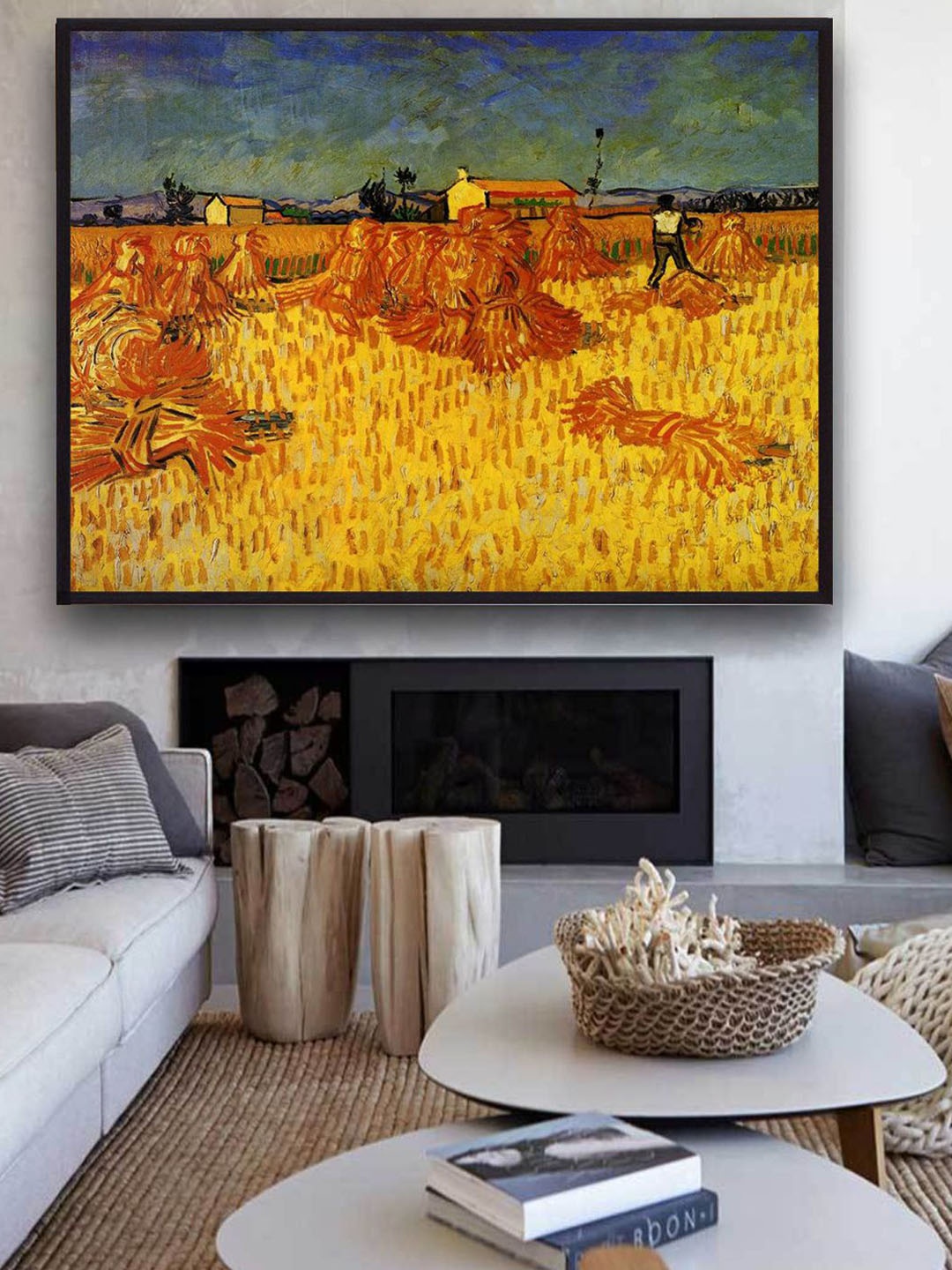 

The Art House Yellow & Orange Harvest In Provence By Van Gogh Framed Painting