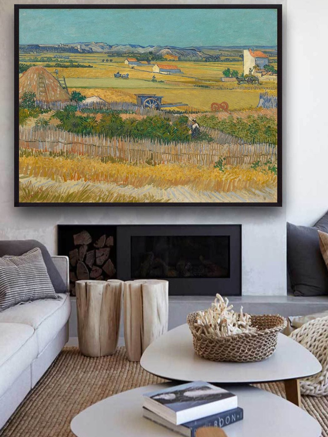 

The Art House Harvest At La Crau And Montmajour By Van Gogh Wall Painting, Yellow