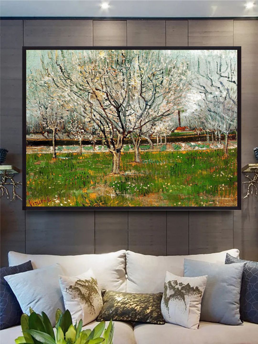 

The Art House Plum Trees In Blossom By Van Gogh Wall Art, Grey